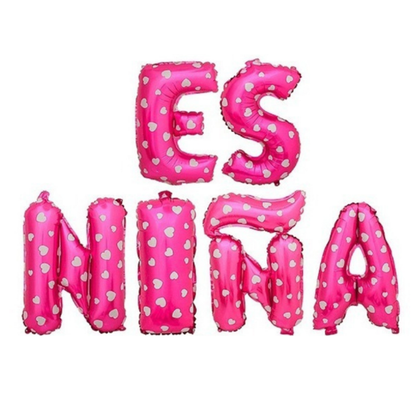 Globos ES NIÑA / ES NIÑO letras  6 pzas.